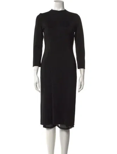 Pre-owned Alice And Olivia Mock Neck Midi Length Dress In Black
