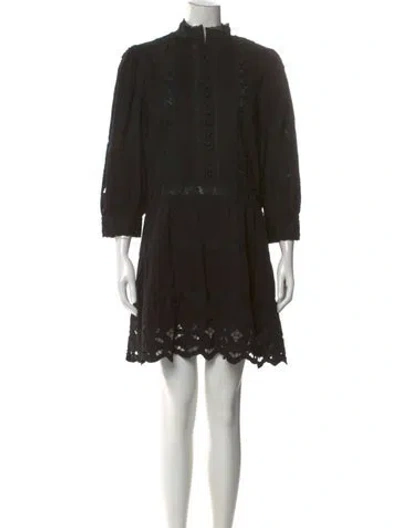 Pre-owned Alice And Olivia Mock Neck Midi Length Dress In Black