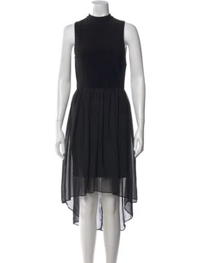 Pre-owned Alice And Olivia Mock Neck Midi Length Dress In Black