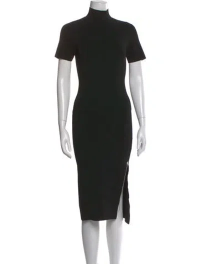 Pre-owned Alice And Olivia Mock Neck Midi Length Dress In Black