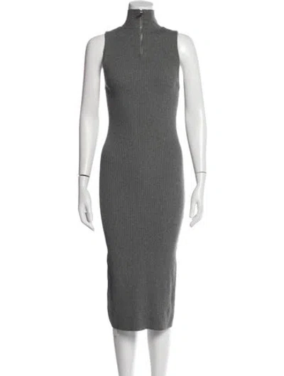 Pre-owned Alice And Olivia Mock Neck Midi Length Dress In Blue