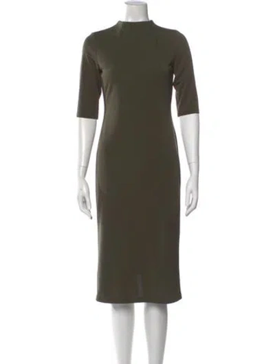 Pre-owned Alice And Olivia Mock Neck Midi Length Dress In Green