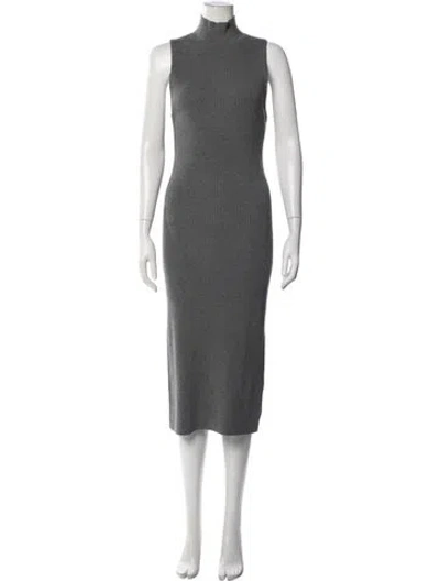 Pre-owned Alice And Olivia Mock Neck Midi Length Dress In Grey