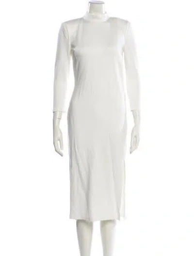 Pre-owned Alice And Olivia Mock Neck Midi Length Dress In Neutral