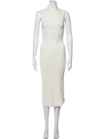 Pre-owned Alice And Olivia Mock Neck Midi Length Dress In Neutral