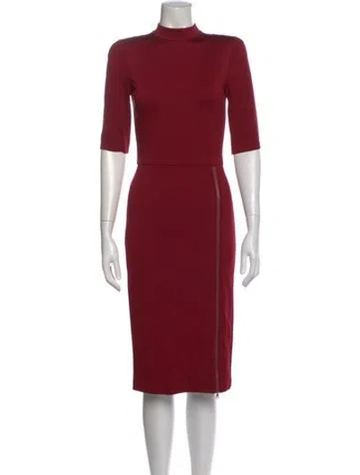 Pre-owned Alice And Olivia Mock Neck Midi Length Dress In Red