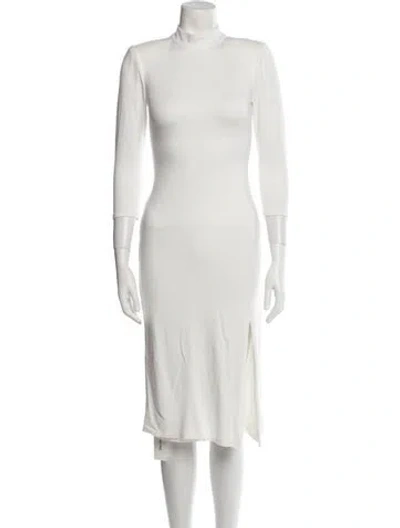 Pre-owned Alice And Olivia Mock Neck Midi Length Dress In White