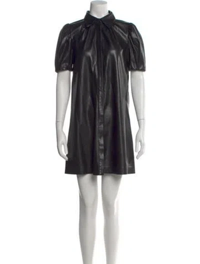 Pre-owned Alice And Olivia Mock Neck Mini Dress In Black