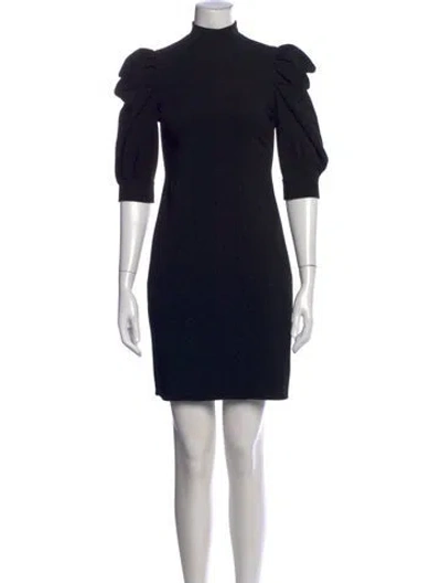 Pre-owned Alice And Olivia Mock Neck Mini Dress In Black