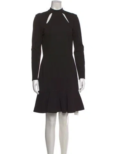 Pre-owned Alice And Olivia Mock Neck Mini Dress In Black