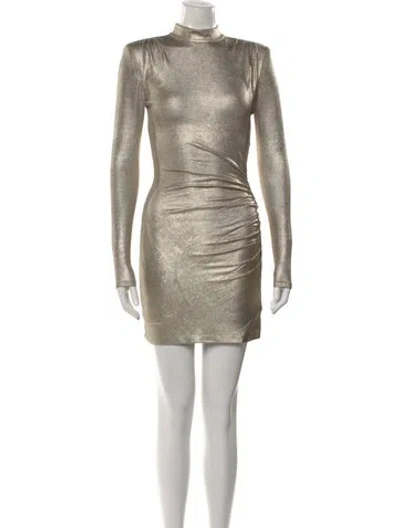 Pre-owned Alice And Olivia Mock Neck Mini Dress In Gold