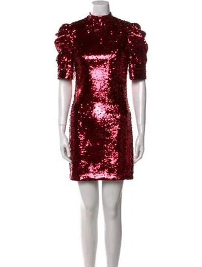 Pre-owned Alice And Olivia Mock Neck Mini Dress In Red