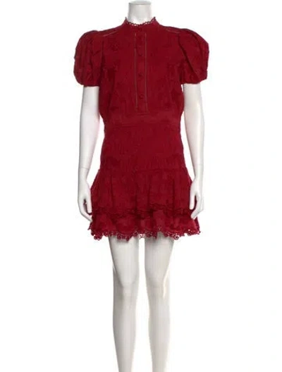 Pre-owned Alice And Olivia Mock Neck Mini Dress In Red