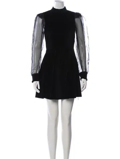 Pre-owned Alice And Olivia Mock Neck Mini Dress W/ Tags In Black