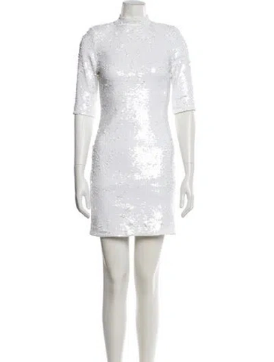 Pre-owned Alice And Olivia Mock Neck Mini Dress W/ Tags In White