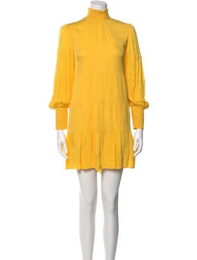 Pre-owned Alice And Olivia Mock Neck Mini Dress W/ Tags In Yellow