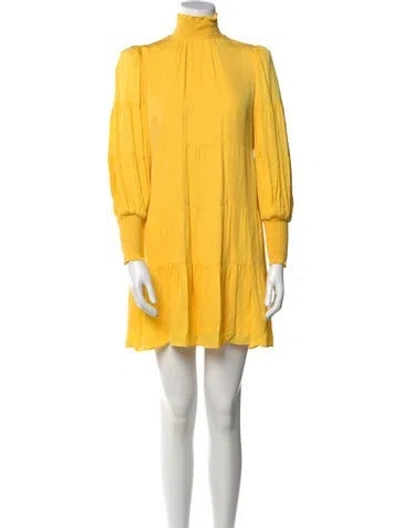 Pre-owned Alice And Olivia Mock Neck Mini Dress In Yellow