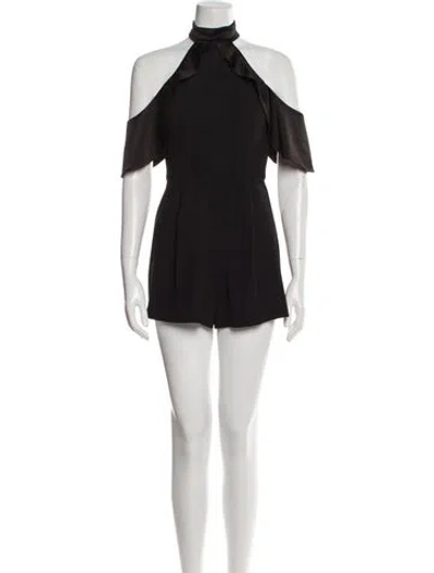 Pre-owned Alice And Olivia Mock Neck Romper In Black