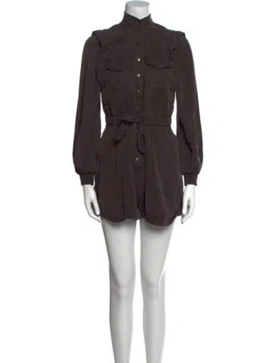 Pre-owned Alice And Olivia Mock Neck Romper In Black