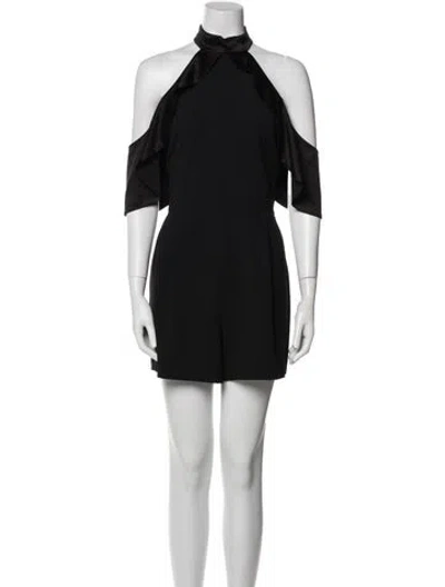 Pre-owned Alice And Olivia Mock Neck Romper In Black
