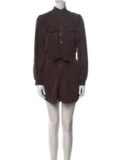 Pre-owned Alice And Olivia Mock Neck Romper In Brown