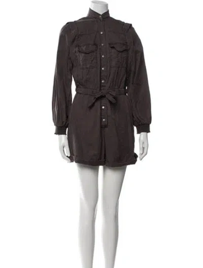 Pre-owned Alice And Olivia Mock Neck Romper In Brown