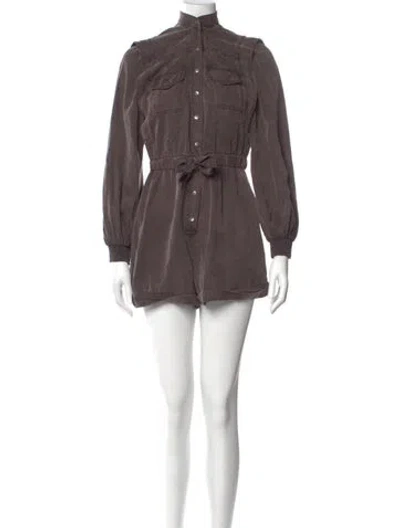 Pre-owned Alice And Olivia Mock Neck Romper In Gray