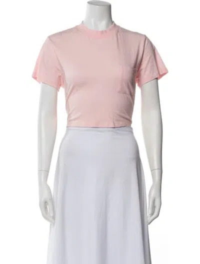 Pre-owned Alice And Olivia Mock Neck Short Sleeve Crop Top In Pink