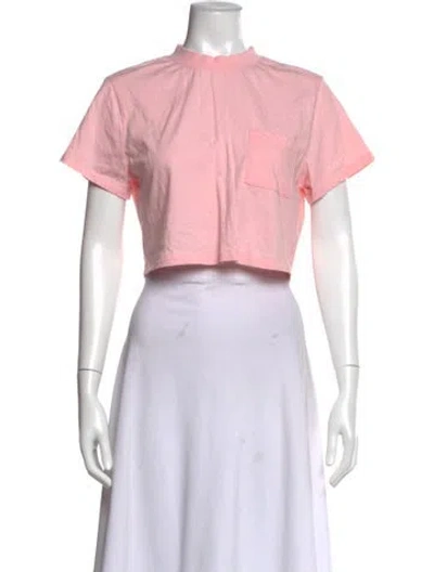 Pre-owned Alice And Olivia Mock Neck Short Sleeve Crop Top In Pink