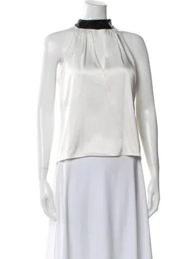 Pre-owned Alice And Olivia Mock Neck Sleeveless Blouse In Blue