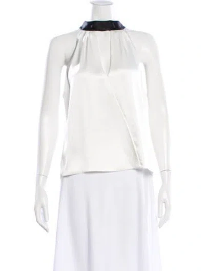 Pre-owned Alice And Olivia Mock Neck Sleeveless Blouse W/ Tags In Neutral