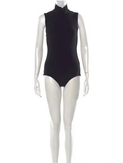 Pre-owned Alice And Olivia Mock Neck Sleeveless Bodysuit In Black