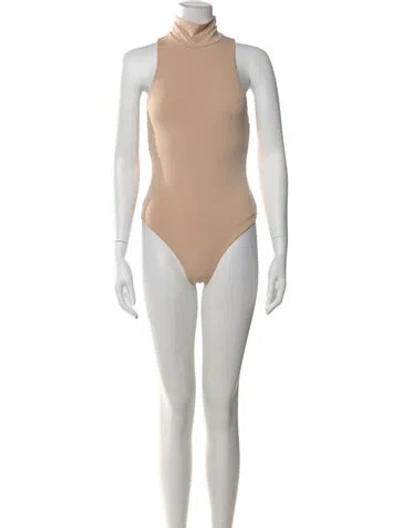 Pre-owned Alice And Olivia Mock Neck Sleeveless Bodysuit In Neutral