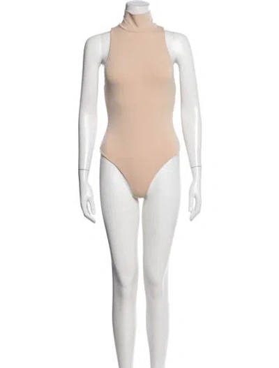 Pre-owned Alice And Olivia Mock Neck Sleeveless Bodysuit In Neutral