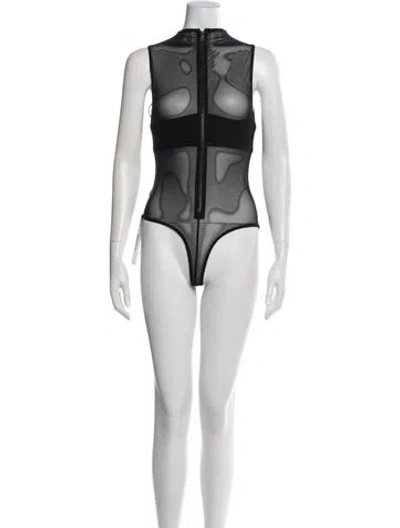 Pre-owned Alice And Olivia Mock Neck Sleeveless Bodysuit W/ Tags In Black