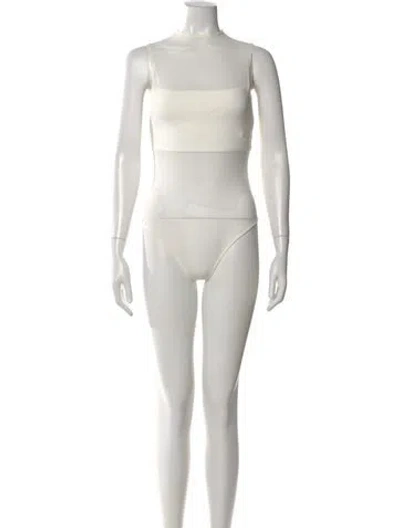 Pre-owned Alice And Olivia Mock Neck Sleeveless Bodysuit In White