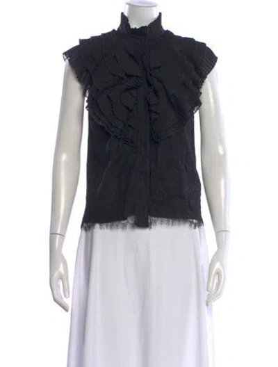 Pre-owned Alice And Olivia Mock Neck Sleeveless Top In Black