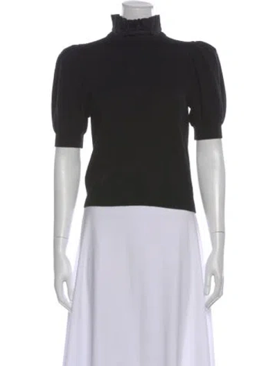 Pre-owned Alice And Olivia Mock Neck Sweater In Black