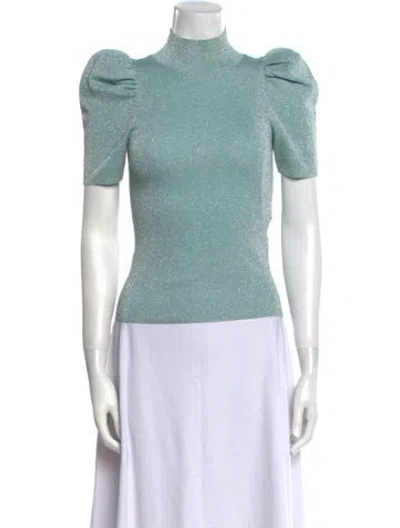 Pre-owned Alice And Olivia Mock Neck Sweater In Blue
