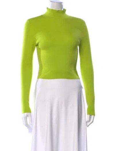 Pre-owned Alice And Olivia Mock Neck Sweater In Green