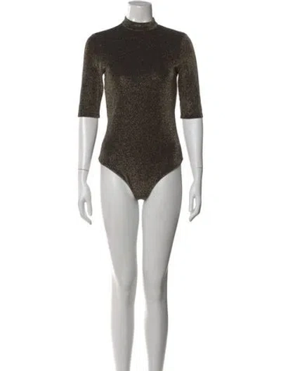 Pre-owned Alice And Olivia Mock Neck Three-quarter Sleeve Bodysuit