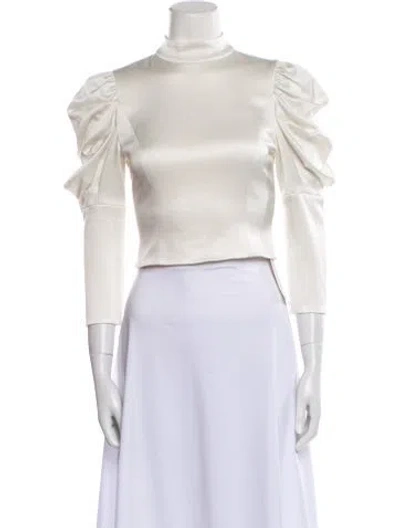 Pre-owned Alice And Olivia Mock Neck Three-quarter Sleeve Crop Top In Neutral