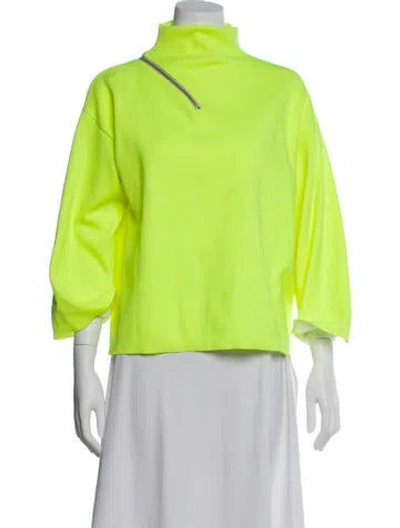 Pre-owned Alice And Olivia Mock Neck Three-quarter Sleeve Sweatshirt In Yellow