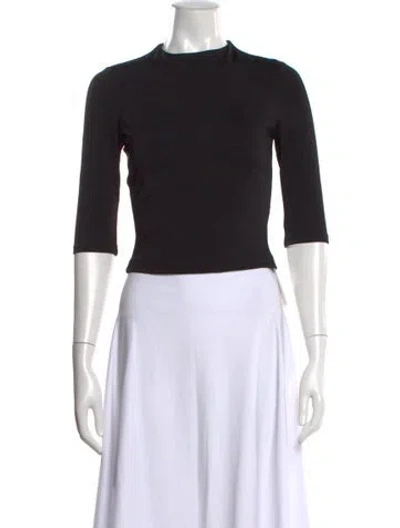 Pre-owned Alice And Olivia Mock Neck Three-quarter Sleeve Top In Black