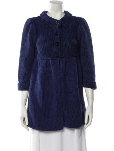 Pre-owned Alice And Olivia Mock Neck Three-quarter Sleeve Tunic In Blue