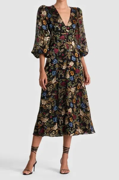 ALICE AND OLIVIA MONA MIDI DRESS IN TAPESTRY