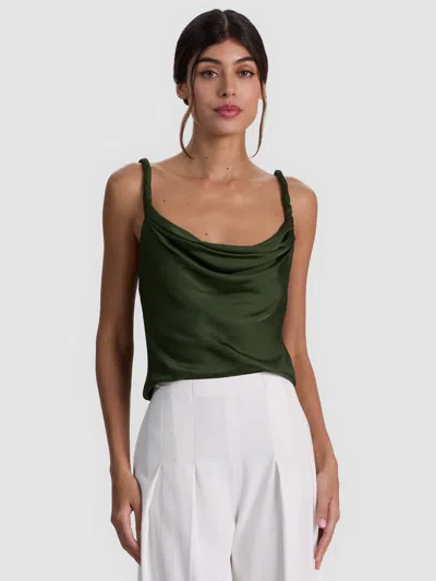 Alice And Olivia Monique Twist Strap Tank In Green