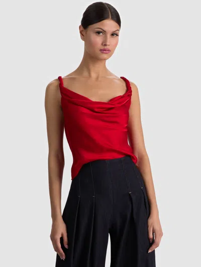 Alice And Olivia Monique Twist Strap Tank In Red