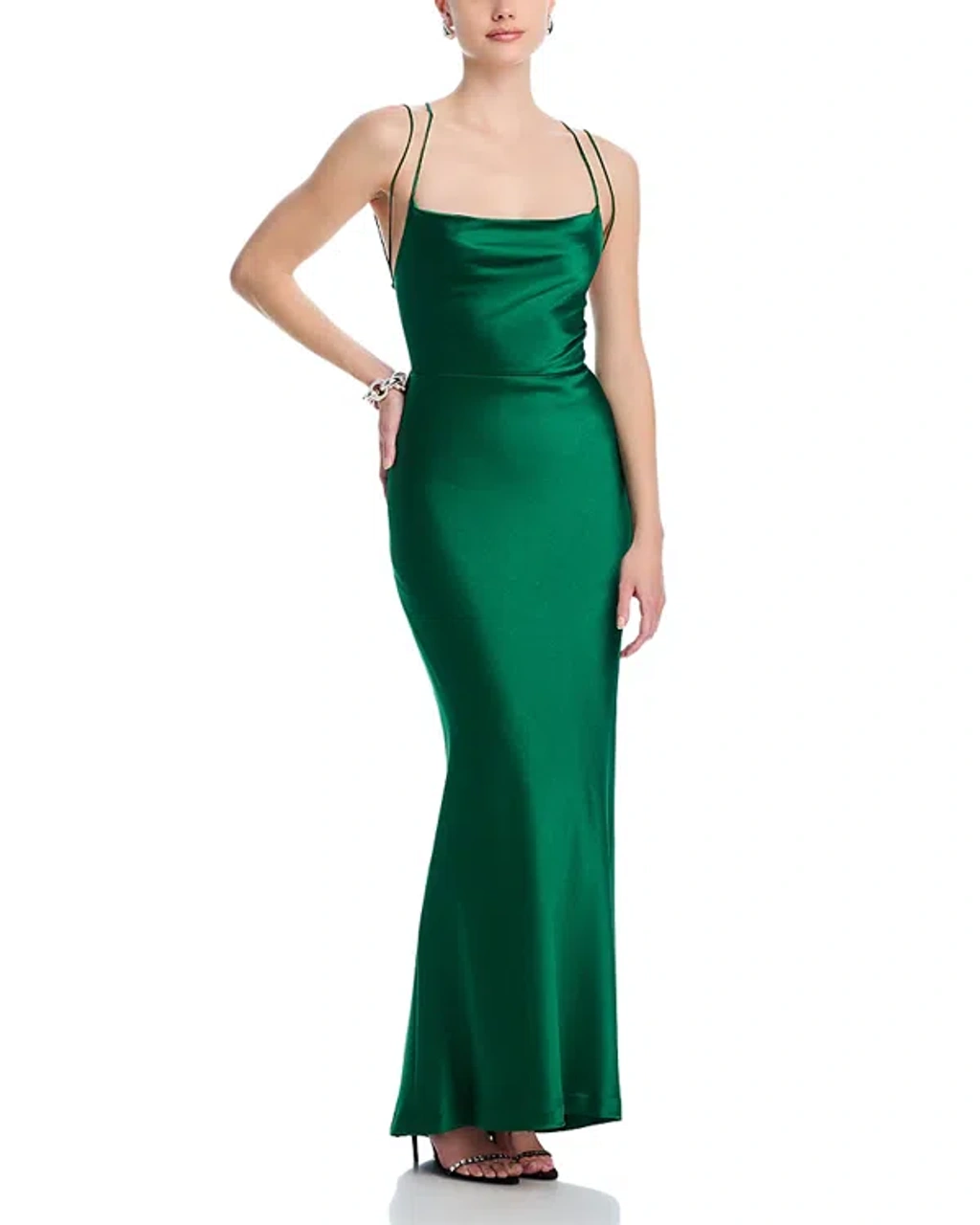 slim fit dress slacks Green Cowl Neck Prom Dress main image 0