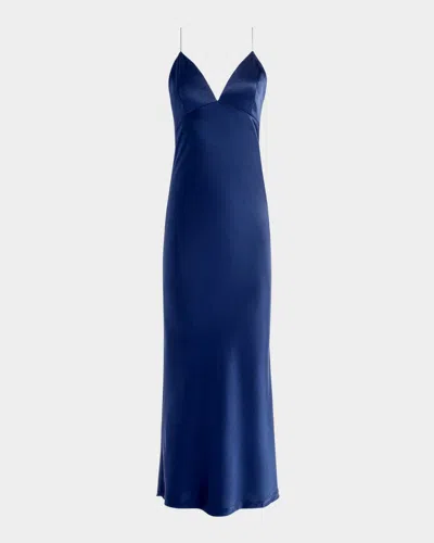 ALICE AND OLIVIA MONTANA LACE-UP SATIN GOWN